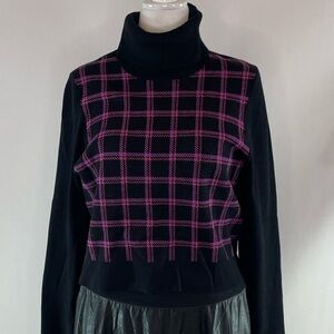 Toccin Cropped Plaid Turtleneck, XXL